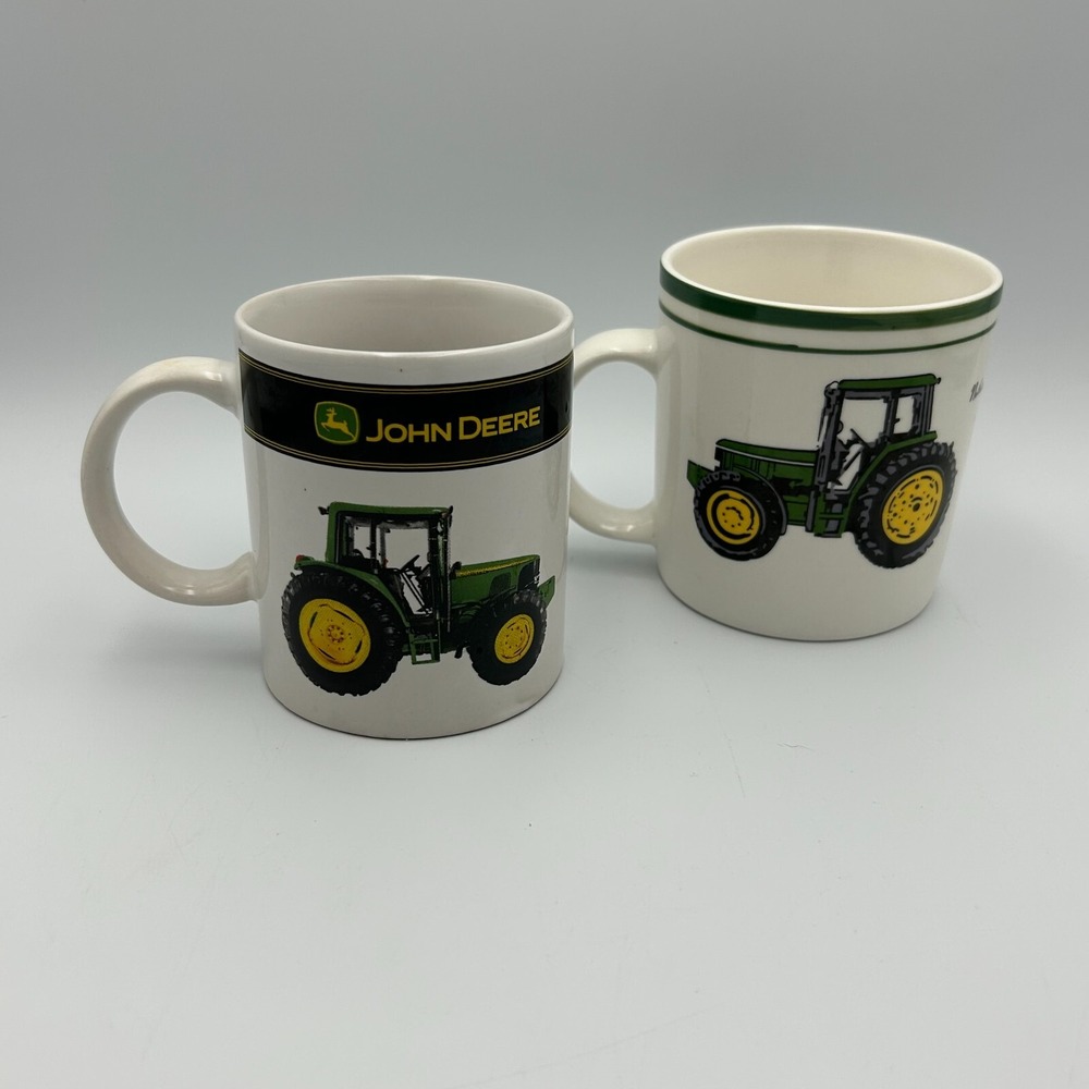 Set of 2 Licensed Products John Deere Tractor Mugs, 1 by Gibson & 1 by MSRF‎ Co.